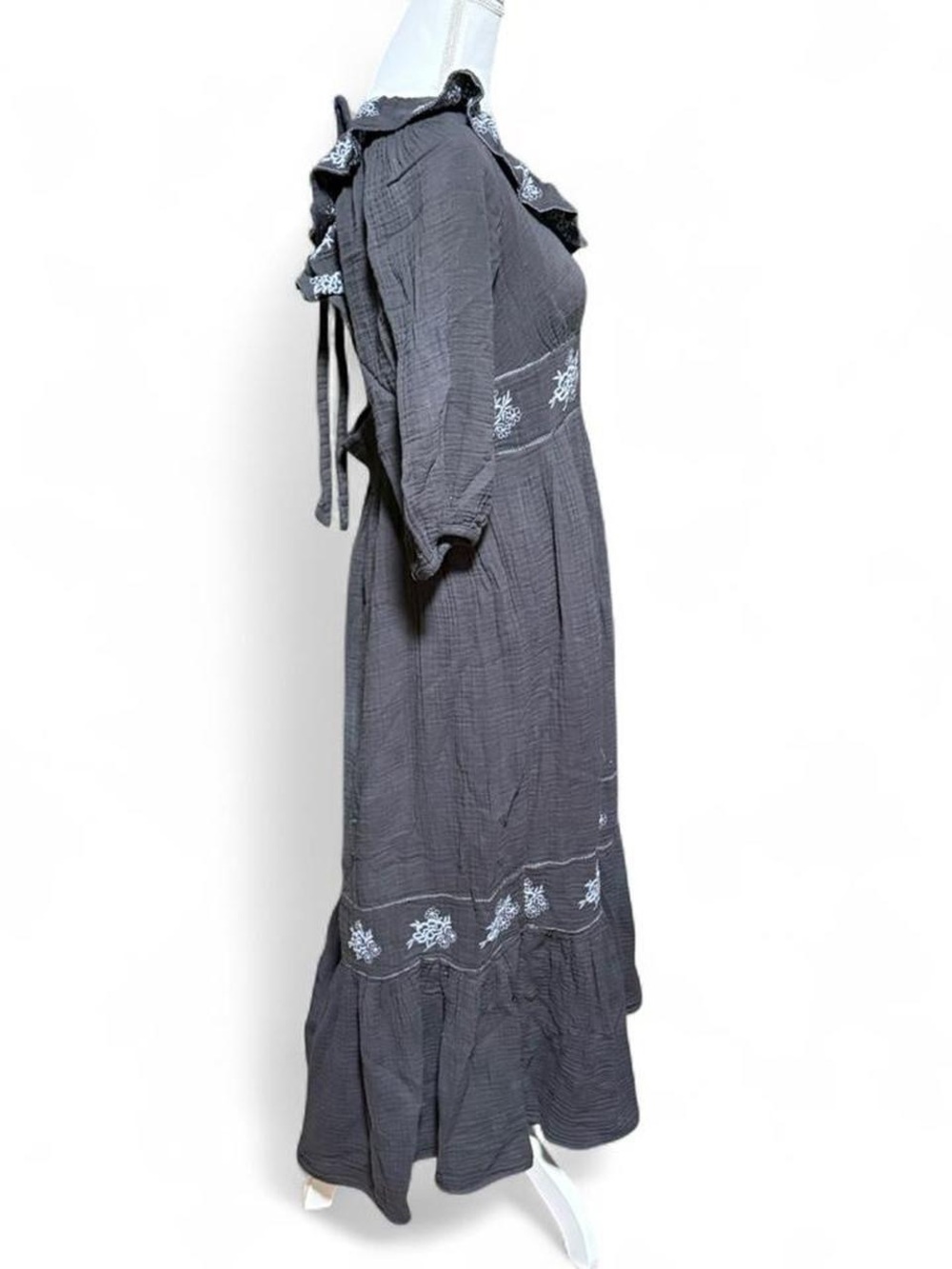 Free People Lovers Lane Maxi Dress Prairie Boho Ruffle Cotton Flowy XL - Picture 3 of 7